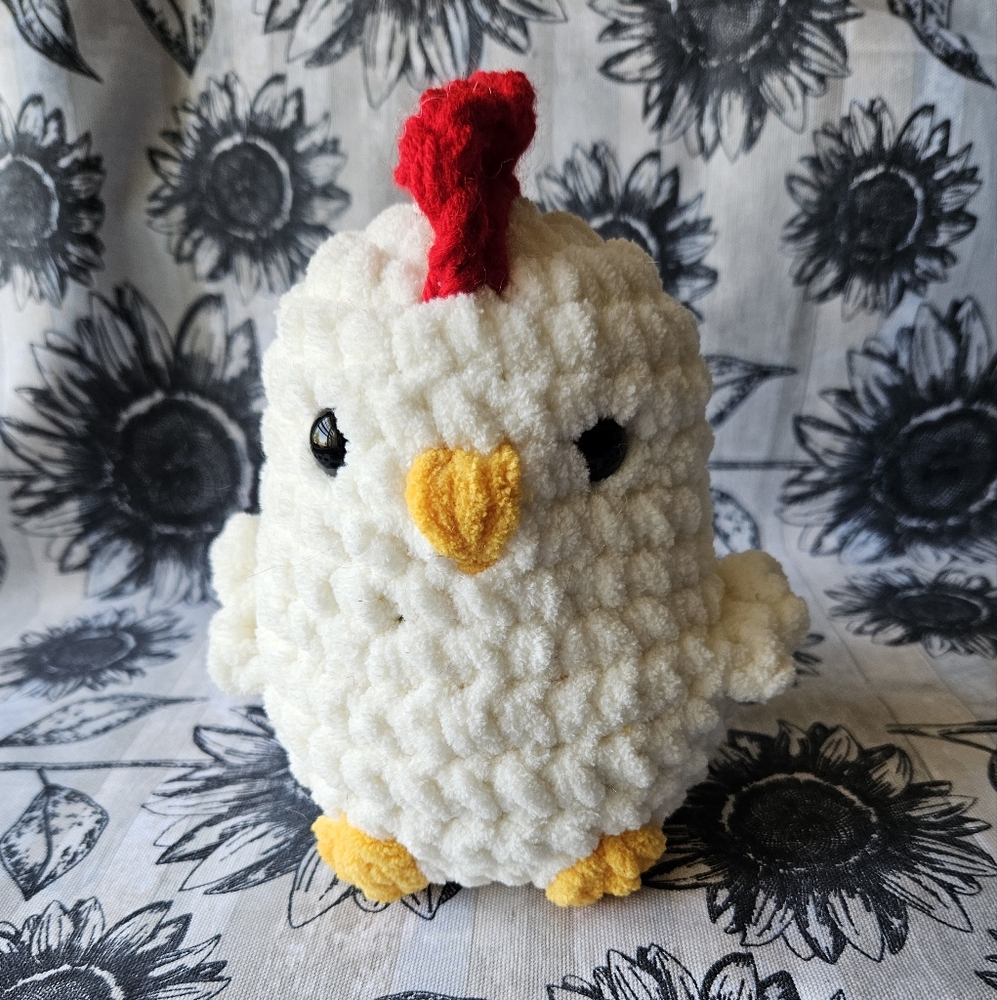 Crochet White Rooster Chicken Plushie Amigurumi